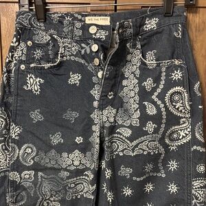 We The Free Women's Dark Blue Paisley High Rise Jeans